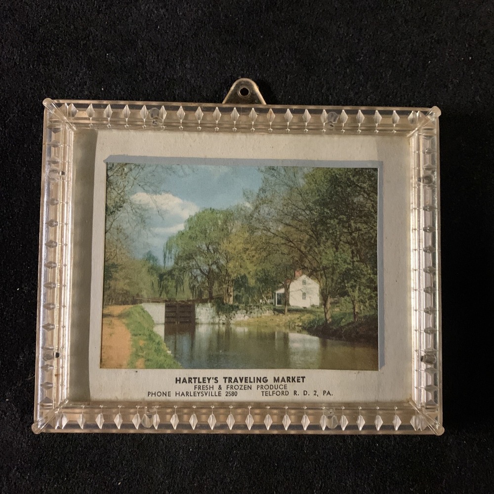 Forever Creations Bakelite Framed Advertisement. Hartley’s Traveling Market. PA